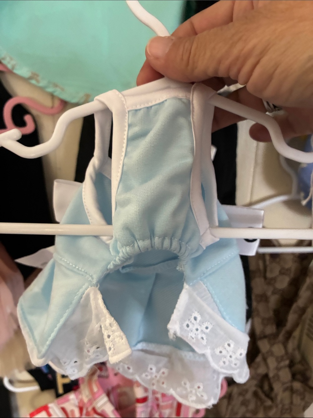CHANEL styleLight Blue Camisole Dress for pets with Floral Accent - Picture 2 of 3
